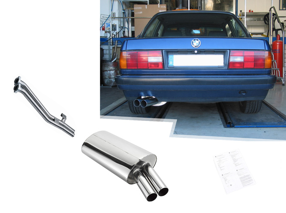 Eisenmann Komplettanlage ab Kat BMW 3er E30 325i 2x70mm rund scharf gerade: B5204.00700ANL