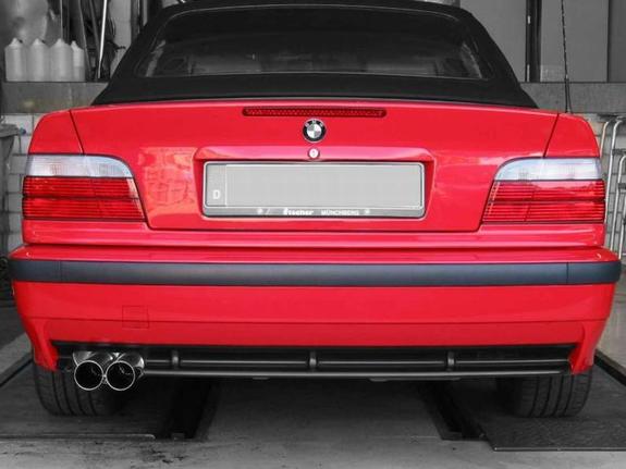 Eisenmann Edelstahl Sportauspuff BMW 3er E36 Limo Coupe Cabrio Touring 316i 2x70mm rund scharf gerade
