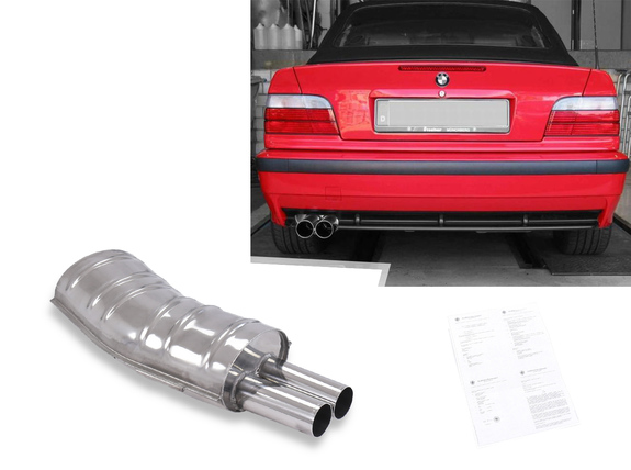 Eisenmann Edelstahl Sportauspuff BMW 3er E36 Limo Coupe Cabrio Touring 320i 323i 2x70mm rund scharf gerade: B5216.00700