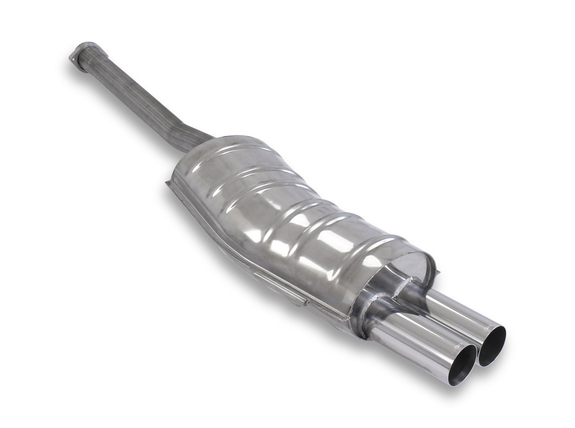 Eisenmann Sportauspuff inkl. Verbindungsrohr BMW 3er E36 Limo Coupe Cabrio Touring 320i 323i 2x76mm rund scharf gerade