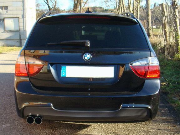 Eisenmann Edelstahl Sportauspuff BMW 3er E90 E91 Limousine u. Touring 316i-320i mit Flansch 2x76mm rund scharf gerade