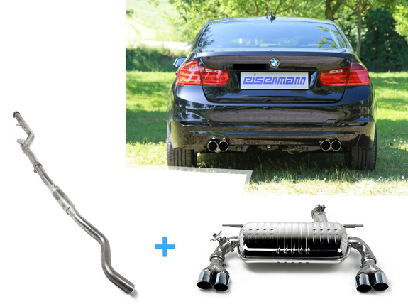 Eisenmann Edelstahl Duplex Sportauspuff-Komplettanlage ab Kat BMW 3er F30 F31 Limousine Touring 335i je 2x76mm rund scharf gerade: B5430.00764ANL1