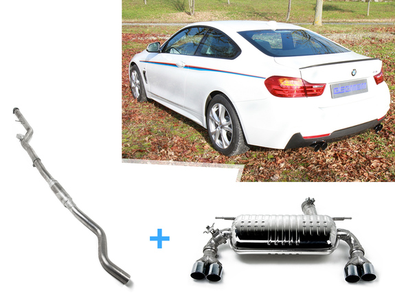 Eisenmann Edelstahl Duplex Sportauspuff-Komplettanlage ab Kat BMW 4er 435i F32 F33 F36 je 2x76mm rund scharf gerade: B5430.00764ANL2