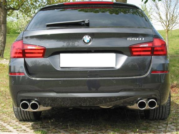 Eisenmann Edelstahl Duplex Sportauspuff RACE-Version BMW 5er F11 Touring 550i je 2x90mm rund eingerollt gerade: B5415.20904