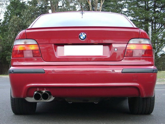 Eisenmann Edelstahl Sportauspuff BMW E39 520i-530i Limo mit M-Technik-Heckschürze 2x76mm rund scharf gerade: B5232.09760