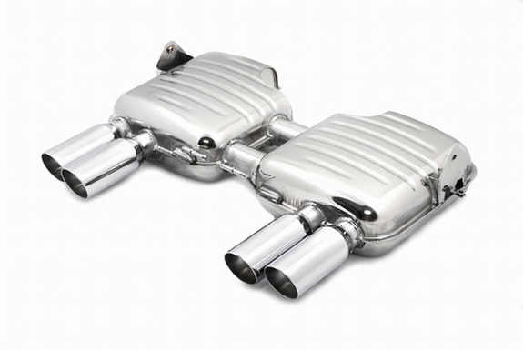 Eisenmann Edelstahl Duplex Sportauspuff RACE-Version BMW 3er E90 M3 Limousine je 2x83mm rund scharf abgeschrägt doppelwandig versetzt