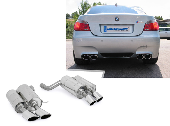 Eisenmann Edelstahl Duplex Sportauspuff RACE-Version BMW 5er E60 M5 Limousine inkl. LCI je 2x120x77mm oval eingerollt gerade