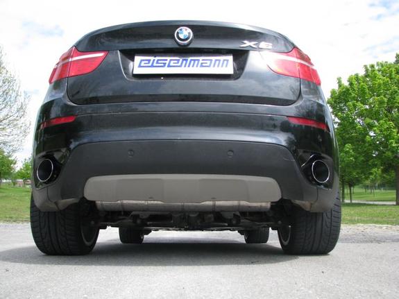 Eisenmann Edelstahl Duplex Komplettanlage ab Kat BMW X6 E71 35i ab 2010 je 1x120mm rund eingerollt seitlich schräg: B5420.01202