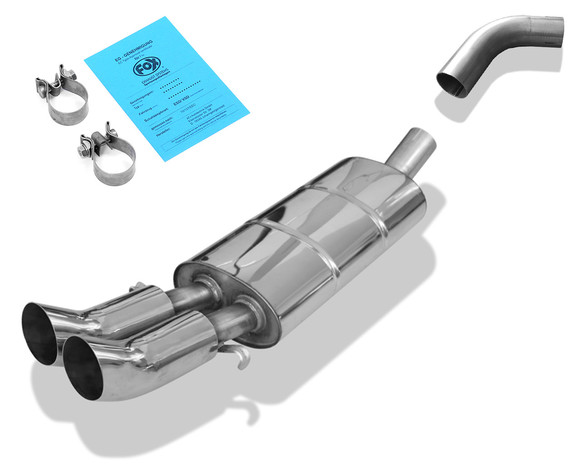 Fox Edelstahl Sportauspuff inkl. Verbindungsrohr Audi 80/90 89 B3 Limousine/Coupe und B4 Cabrio 2.0 16V 2.6l 2.8l 2x76mm DTM rund scharf: AU011122-166ESD3