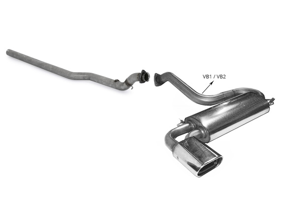 Fox Edelstahl Racing-Komplettanlage ab Kat. Audi 80/90 quattro (89) Limousine/Coupe 135x80mm flachoval eingerollt abgeschrägt mit Absorber