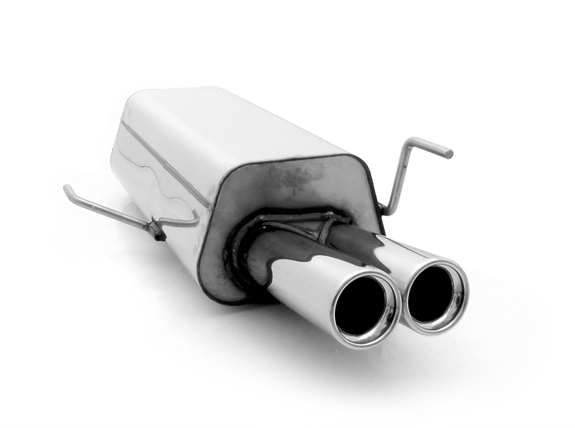 Fox Edelstahl Sportauspuff Audi 80 B4 Limousine/Avant 2.0-2.8l 2x76mm rund eingerollt gerade mit Absorber: AU013012-068