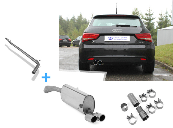 Fox Edelstahl Racing-Komplettanlage ab Kat Audi A1 1.2l 1.6TDI 2x90mm rund eingerollt abgeschrägt