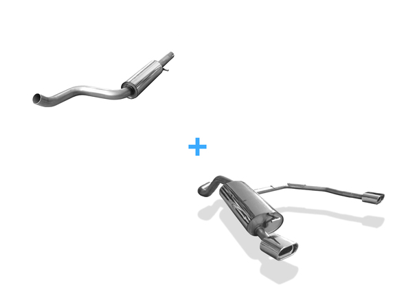 Fox Edelstahl Duplex Sportauspuff-Komplettanlage ab Kat Ø63,5mm-System Audi A3 8L 135x80mm flachoval eingerollt abgeschrägt mit Absorber: AU050074-593ANL