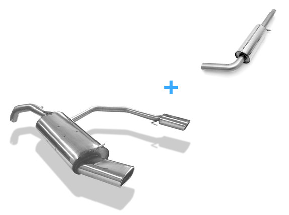 Fox Edelstahl Duplex Sportauspuff-Komplettanlage ab Kat Audi A3 8L 135x80mm flachoval eingerollt abgeschrägt mit Absorber: AU050034-593ANL