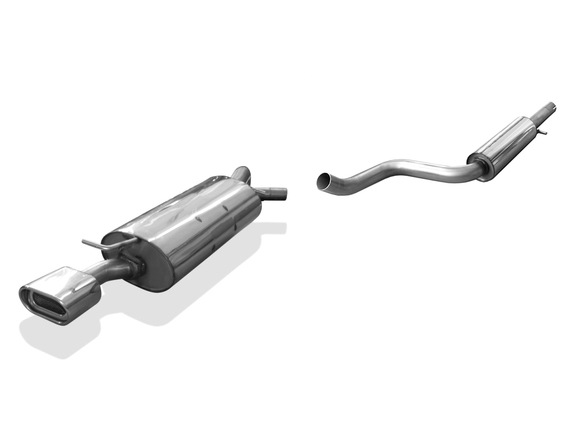 Fox Edelstahl Sportauspuff-Komplettanlage ab Kat Ø63,5mm-System Audi A3 8L 135x80mm flachoval eingerollt abgeschrägt mit Absorber: AU050062-593ANL