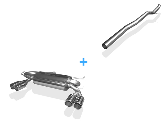 Fox Edelstahl Racing-Komplettanlage ab Kat Audi A3 8L quattro 2x76mm rund eingerollt: AU050115-048ANLR