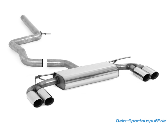 Fox Edelstahl Duplex Racing-Komplettanlage ab Kat Audi A3 8V Limousine (Stufenheck) je 2x80mm rund doppelwandig abgeschrägt: AU052045-290ANLR