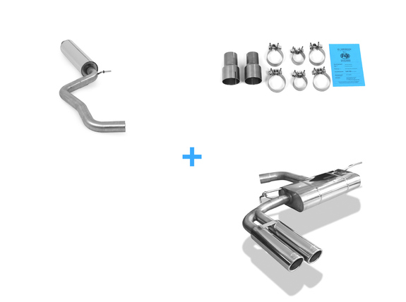 Fox Edelstahl Sportauspuff-Komplettanlage ab Kat Audi A3 8V Limousine (Stufenheck) 2x80mm rund eingerollt abgeschrägt: AU052037-130ANL