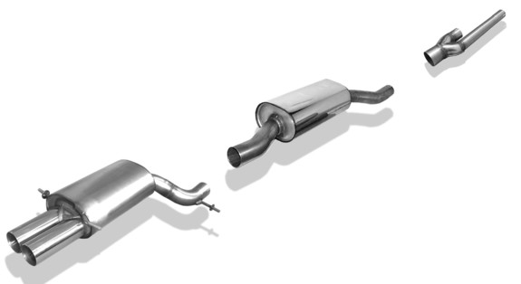 Fox Edelstahl Sportauspuff-Komplettanlage ab Kat Audi A4 quattro B5 Limousine/Avant 2.4l-2.8l inkl. TDI 2x76mm rund scharf gerade
