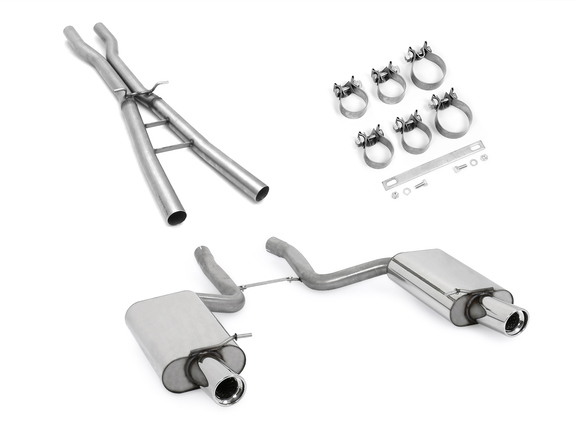 Fox Edelstahl Duplex Racing-Sportauspuffanlage ab Kat Audi A4 B6 quattro Typ 8E Limousine/Avant 2.5l TDI je 90mm rund eingerollt abgeschrägt mit Absorber