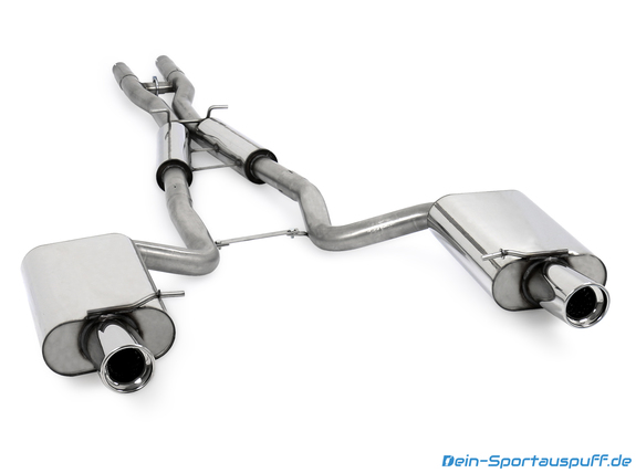 Fox Edelstahl Duplex Sportauspuff-Komplettanlage ab Kat Audi A4 Cabrio B6 B7 3.0l 3.2l quattro je 90mm rund eingerollt abgeschrägt mit Absorber: AU061233-151ANL3