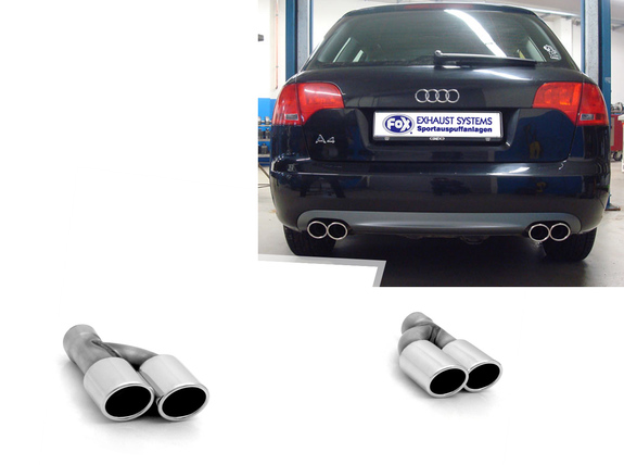 Fox Edelstahl Duplex Endrohrsatz zum Anschrauben Audi A4 B7 Typ 8E Limousine/Avant 3.0l TDI 2x88x74mm oval eingerollt abgeschrägt: AU061160-344