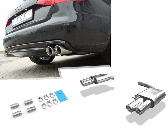 Fox Edelstahl Duplex Sportauspuff Audi A5 Cabrio inkl. Quattro 2x90mm rund eingerollt abgeschrägt mit Absorber: AU120014-152#3