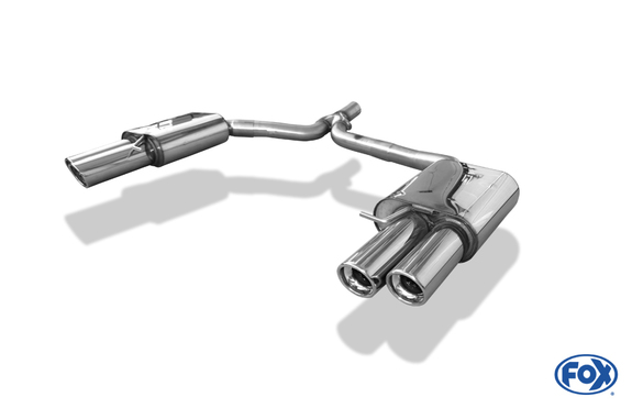 Fox Edelstahl Duplex Sportauspuff Audi A5 B8 Coupe inkl. S-Line 1.8l TFSI + 2.0l TDI je 2x90mm rund eingerollt abgeschrägt mit Absorber: AU120464-152