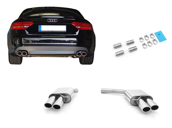 Fox Edelstahl Duplex Sportauspuff Audi A5 Sportback - B8 3.0l TFSI 2x88x74mm oval eingerollt abgeschrägt: AU120254-344V