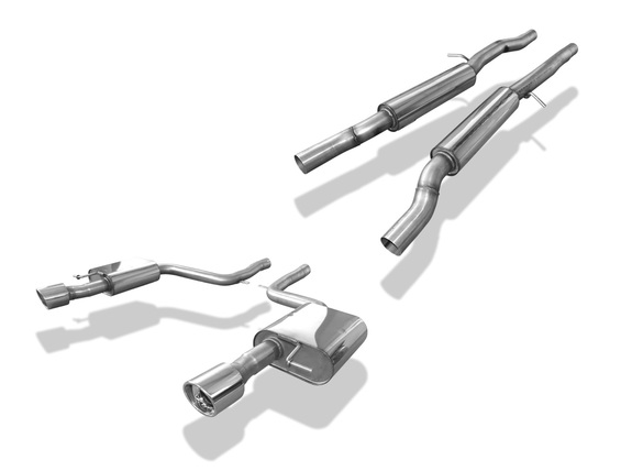 FOX Edelstahl Duplex Sportauspuff-Komplettanlage ab Kat Audi A6 4F Typ C6 quattro 4.2l je 100mm rund eingerollt abgeschrägt mit Absorber
