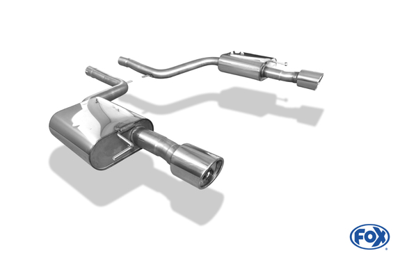 FOX Edelstahl Duplex Sportauspuff Audi A6 4F Typ C6 quattro Limousine u. Avant 4.2l je 100mm rund eingerollt abgeschrägt mit Absorber