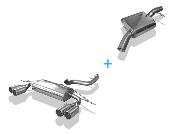 Fox Edelstahl Duplex Sportauspuff-Komplettanlage ab Kat Audi Q3 2.0l TFSI je 2x90mm rund eingerollt gerade: AU150025-052ANL