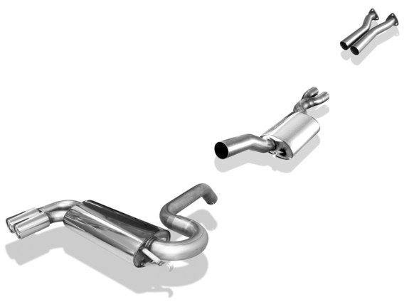 Fox Edelstahl Sportauspuff-Komplettanlage ab Kat Audi S2 89 162kW 2x76mm rund eingerollt gerade mit Absorber: AU011058-068ANL1