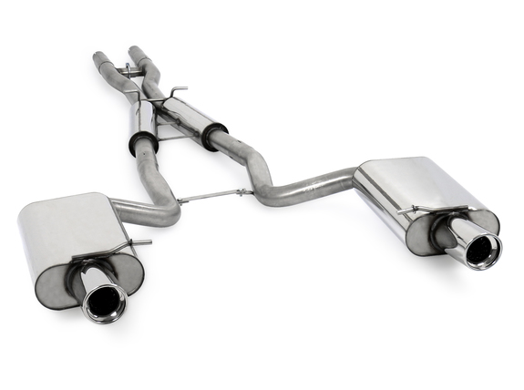 Fox Edelstahl Duplex Sportauspuff-Komplettanlage ab Kat Audi S4 Cabrio B6 B7 je 100mm rund eingerollt abgeschrägt mit Absorber: AU061233-153ANL1