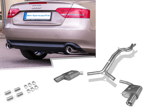 Fox Edelstahl Duplex Racing-Komplettanlage ab Kat Audi S5 quattro Coupe 4.2l je 100mm rund: AU120003-153VANLR