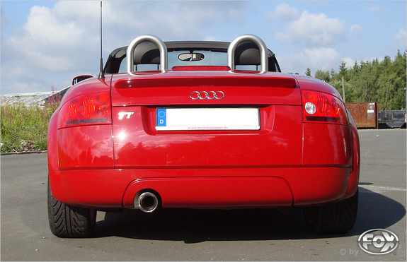 Fox Edelstahl Sportauspuff Audi TT 8N Coupe u. Roadster 1x100mm rund eingerollt gerade mit Absorber: AU090021-073