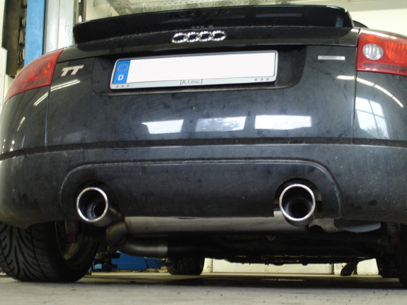 Fox Edelstahl Duplex Sportauspuff Audi TT 8N quattro Coupe u. Roadster 1x100mm rund eingerollt abgeschrägt: AU090013-133