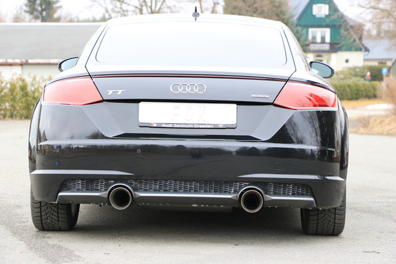 FOX Edelstahl Duplex Sportauspuff-Komplettanlage ab Kat Audi TT 8S/FV quattro je 100mm rund doppelwandig abgeschrägt: AU092005-293ANL