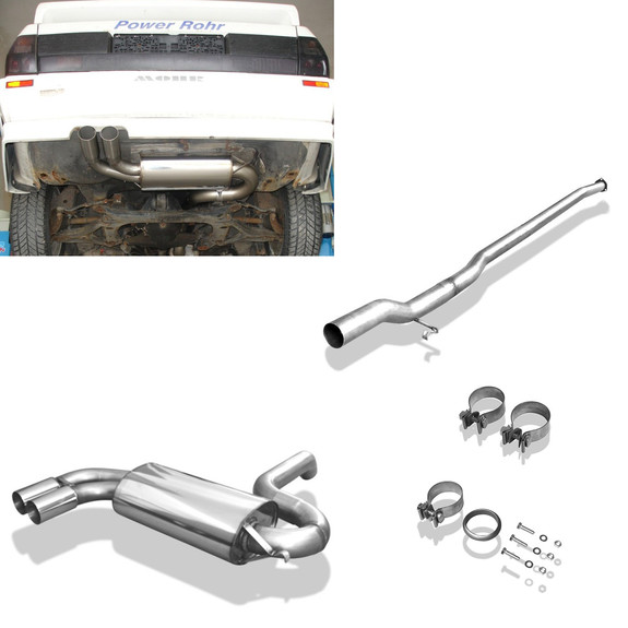 Fox Edelstahl Racing-Komplettanlage ab Kat Ø70mm Audi Urquattro 2x76mm rund scharf gerade: AU010048-008ANLR