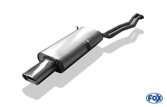 Fox Edelstahl Sportauspuff ab Kat BMW 3er E30 320i u. 325i ab Bj.09.87 135x80mm flachoval eingerollt abgeschrägt mit Absorber: BM020032-593