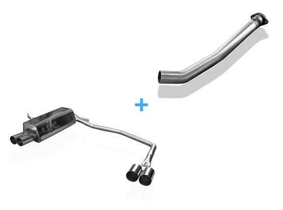 Fox Edelstahl Duplex Sportauspuff inkl. Verbindungsrohr BMW 3er E36 316i 318i Limo Touring Coupe Cabrio 2x76mm rund scharf gerade: BM021054-008ESD1
