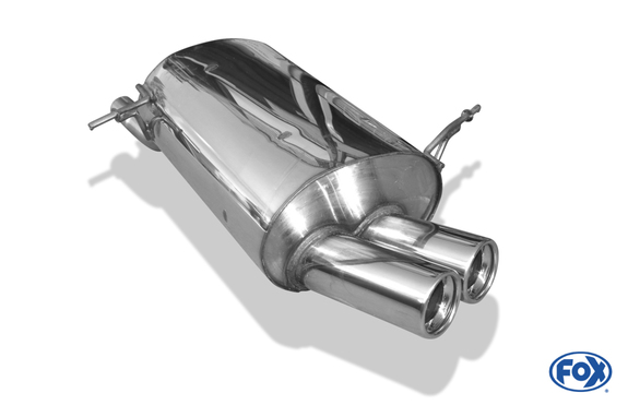 Fox Edelstahl Sportauspuff BMW 3er E36 316i u. 318Ti Compact 2x80mm rund eingerollt gerade mit Absorber