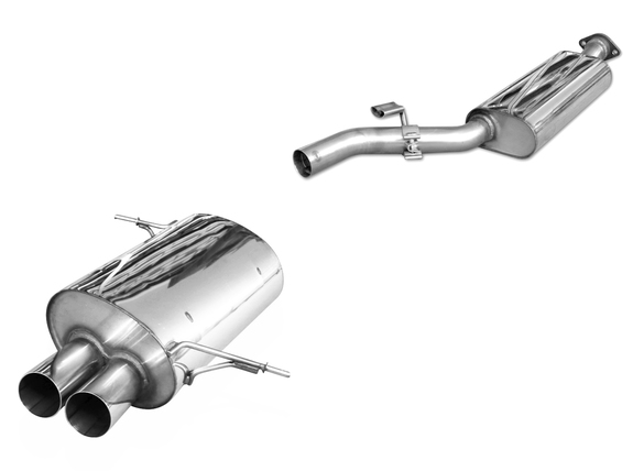 Fox Edelstahl Sportauspuff-Komplettanlage ab Kat BMW 3er E36 316i u. 318Ti Compact 2x76mm rund scharf gerade: BM021002-008ANL
