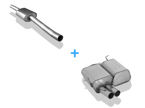 Fox Edelstahl Sportauspuff-Komplettanlage ab Kat BMW 3er E46 316Ti u. 318Ti Compact 2x76mm rund scharf gerade: BM022102-008ANL1