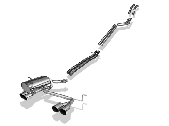 Fox Edelstahl Duplex Racing-Komplettanlage ab Kat BMW 3er E46 320i 325i 330i M3-Optik je 2x90mm rund scharf abgeschrägt: BM022273-092ANLR1