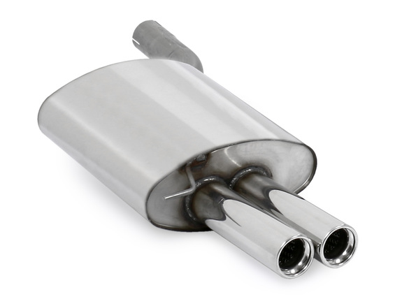 Fox Edelstahl Sportauspuff BMW 5er E60 E61 520i 523i 525i 530i Limousine u. Touring 2x76mm rund eingerollt gerade mit Absorber: BM032022-068