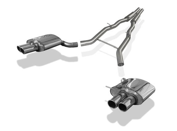 Fox Edelstahl Duplex Sportauspuff-Komplettanlage ab Kat BMW 6er F12 650i Cabrio 2x90mm rund eingerollt abgeschrägt: BM121004-132ANL