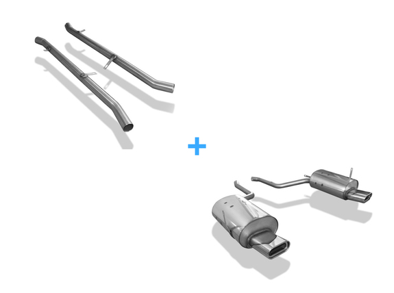 Fox Edelstahl Duplex Racing-Komplettanlage ab Kat BMW 7er E38 730i 735i 740i ohne Endrohraussparung je 160x80mm flachoval eingerollt abgeschrägt mit Absorber: BM041054-597ANLR