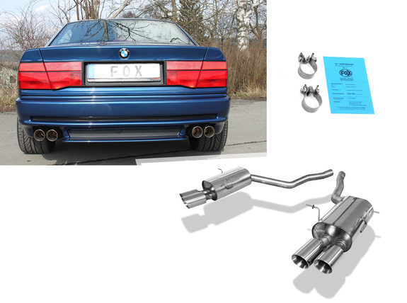 FOX Edelstahl Sportauspuff BMW 8er E31 850i 850Ci 220kW je 2x90mm rund doppelwandig abgeschrägt: BM050004-292 FOX Edelstahl Sportauspuff BMW 8er E31 850i 850Ci 220kW je 2x90mm rund doppelwandig abgeschrägt: BM050004-292