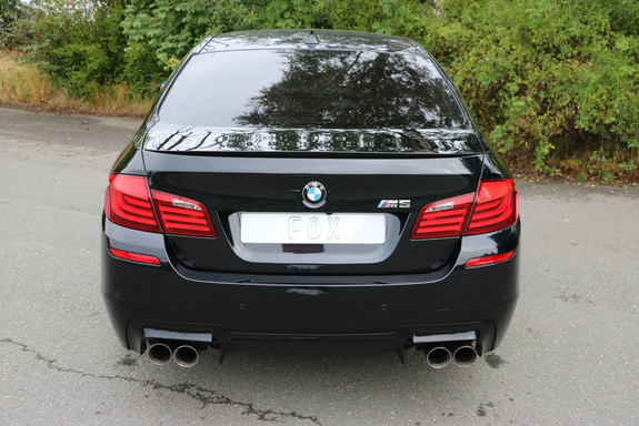 FOX Edelstahl Duplex Sportauspuff BMW 5er F10 M5 Limousine je 2x90mm rund doppelwandig abgeschrägt: BM033044-292
